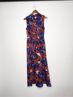 Love + Harmony Sleeveless Floral Maxi Dress in Rust and Purple Size Small